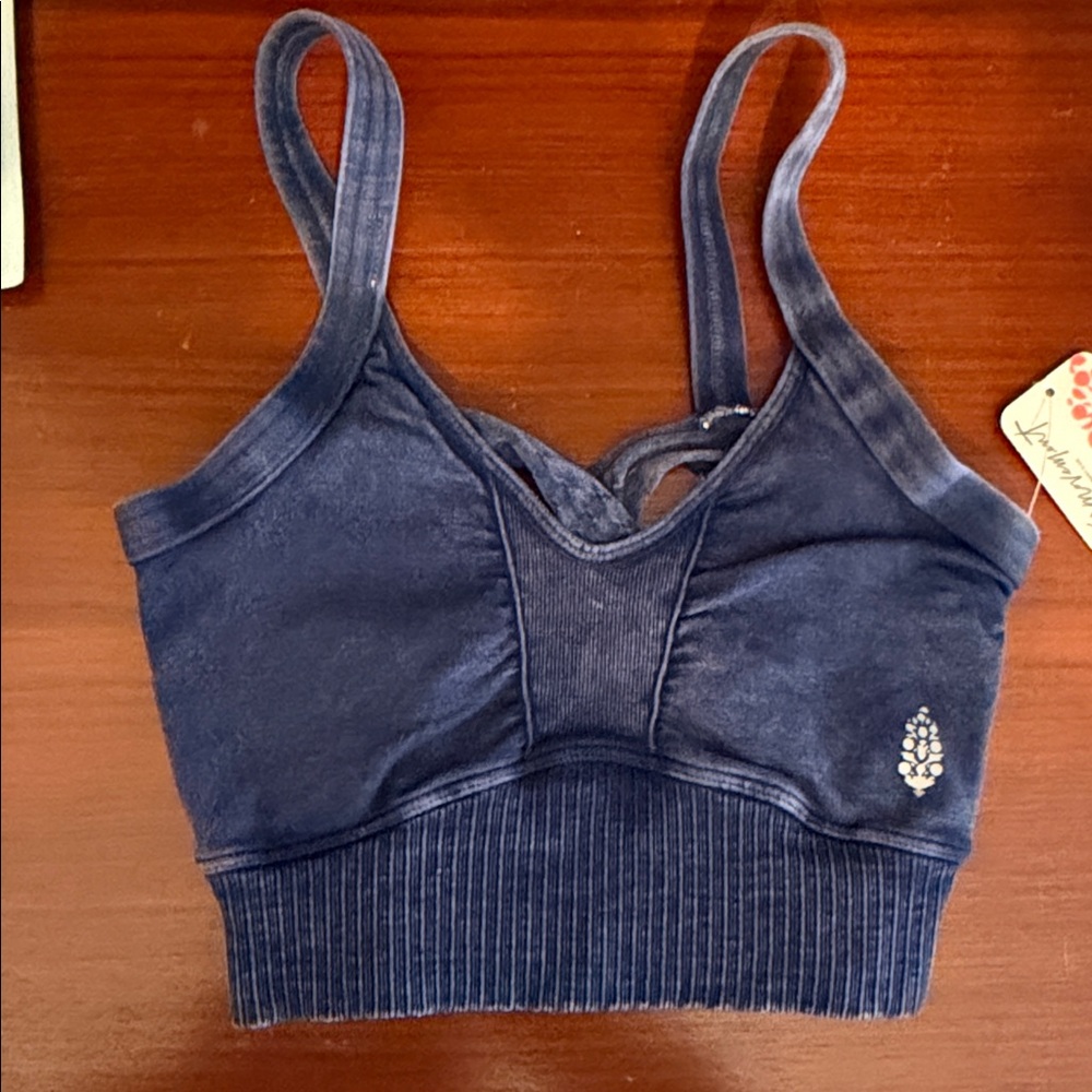 FP Movement by Free People Navy Blue Ribbed Sports Bra